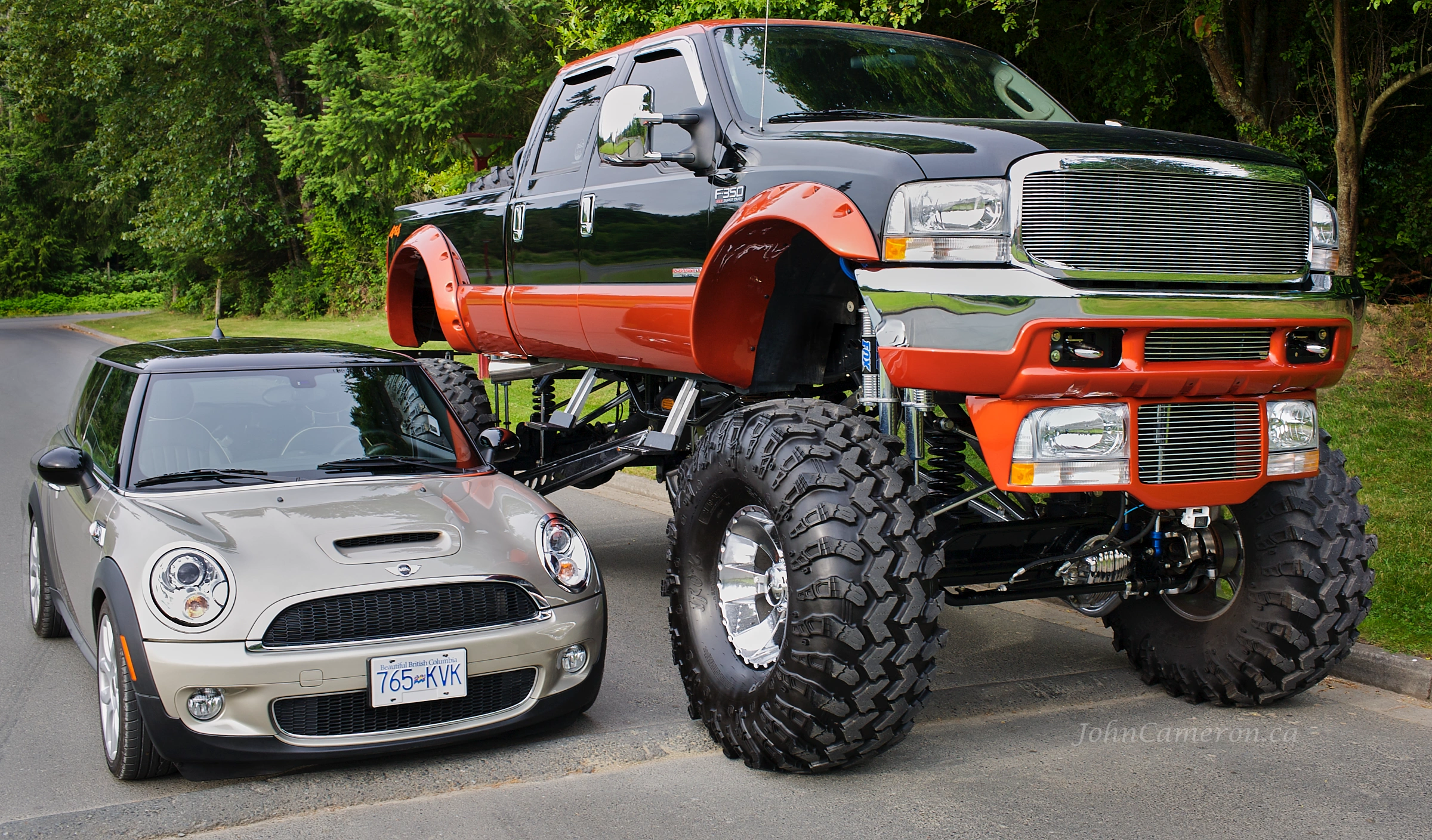 Mini Cooper S beside the F350 ©johncameron.ca
