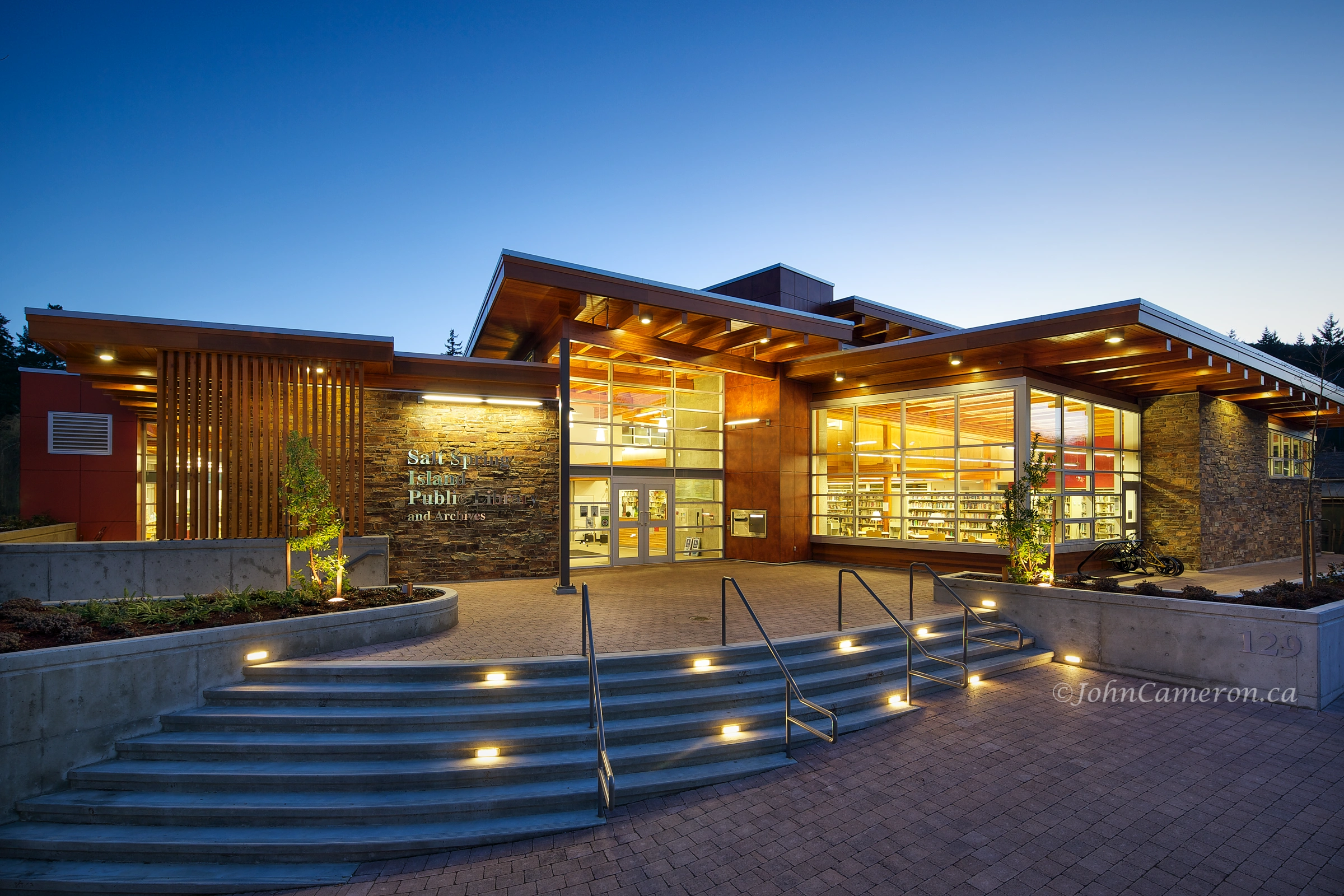 SSI Library at night from tripod on top of truck platform. ©johncameron.ca