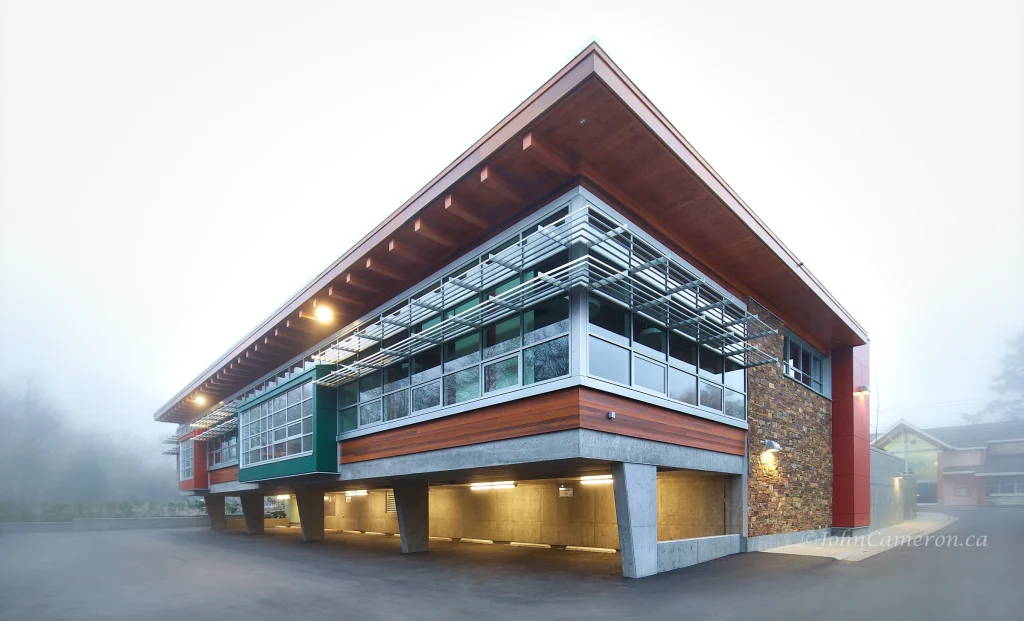 Rear of Library on foggy evening ©johncameron.ca